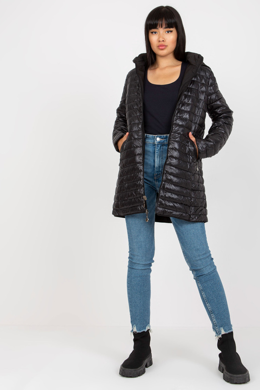 Černá oboustranná přechodová bunda s...