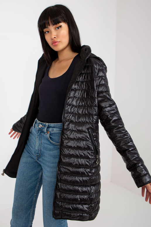 Černá oboustranná přechodová bunda s...