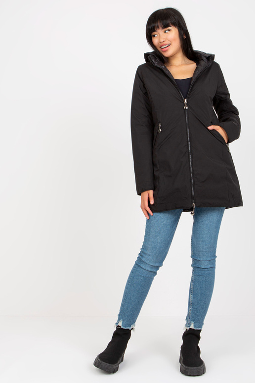 Černá oboustranná přechodová bunda s...