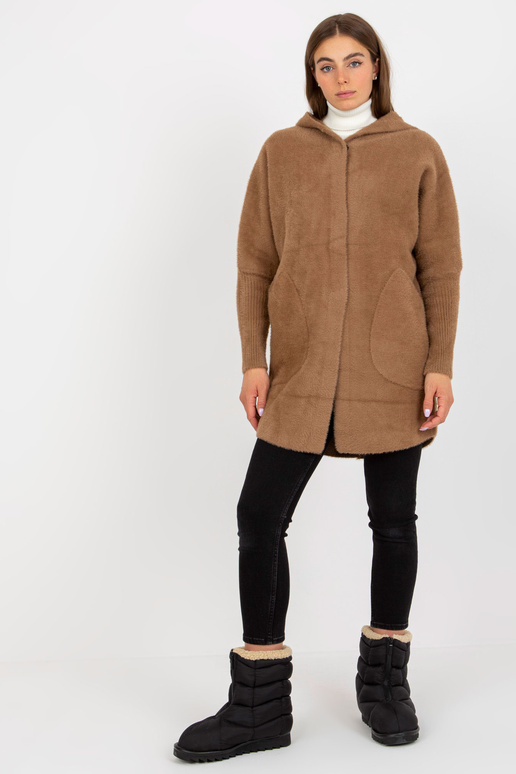 Světle hnědý dámský kabát z alpaky s...