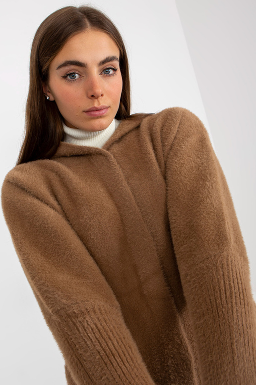 Světle hnědý dámský kabát z alpaky s...