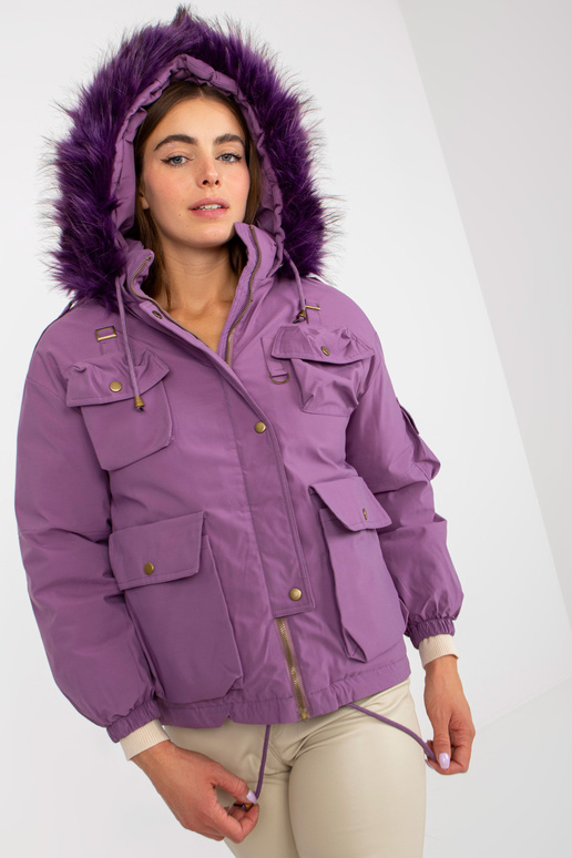 Fialová zimní bunda s kapsami Fialová zimní bunda s kapsami