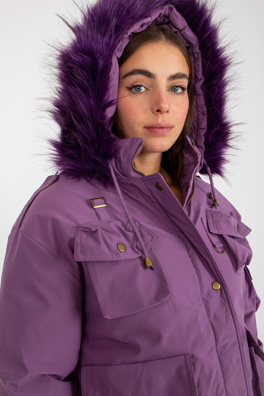 Fialová zimní bunda s kapsami Fialová zimní bunda s kapsami