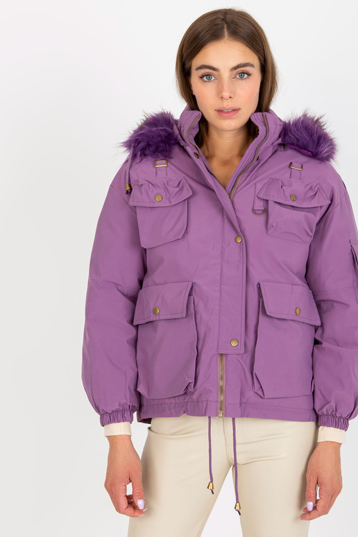 Fialová zimní bunda s kapsami Fialová zimní bunda s kapsami