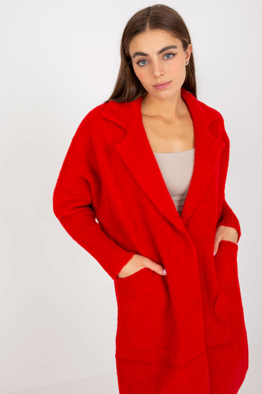 Červený dámský kabát z alpaky s vlnou...