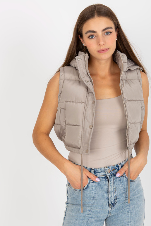 Tmavě béžová krátká zimní bunda s...