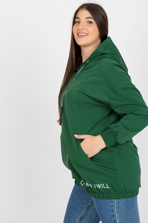 Tmavě zelená mikina plus size s nápisy