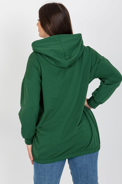 Tmavě zelená mikina plus size s nápisy