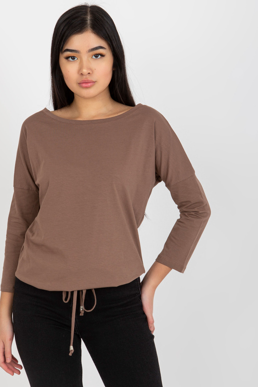 Hnědá základní denní halenka s...