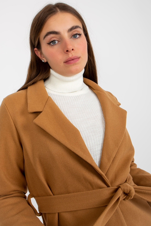 Velbloudí dlouhý kabát se zavazovacím...