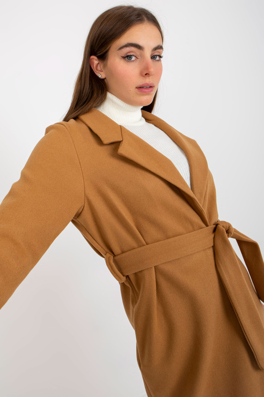 Velbloudí dlouhý kabát se zavazovacím...