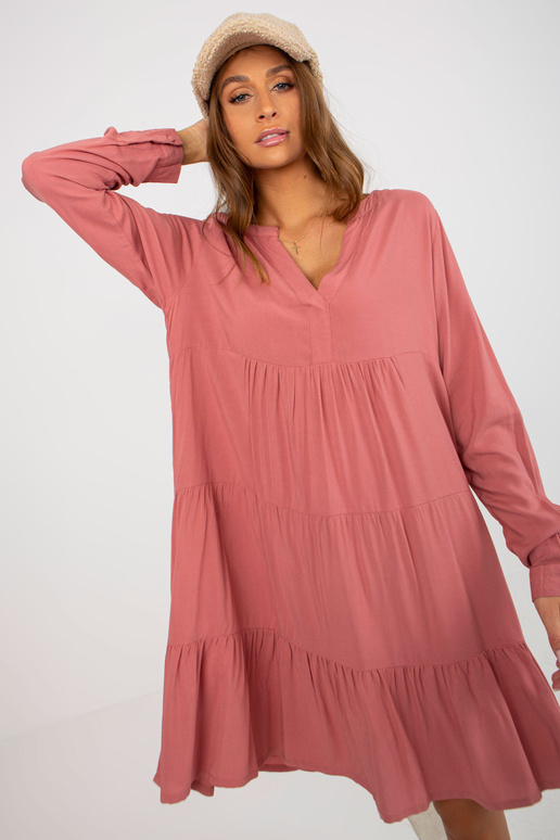 Brudnoróżowa boho sukienka oversize z...