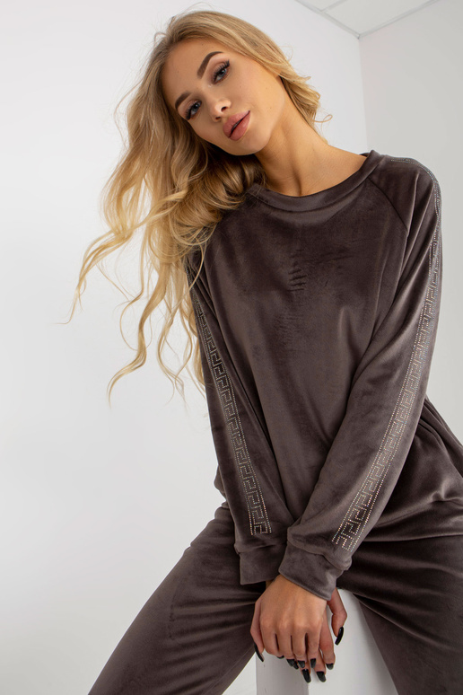 Tmavě šedý dámský velurový set s...