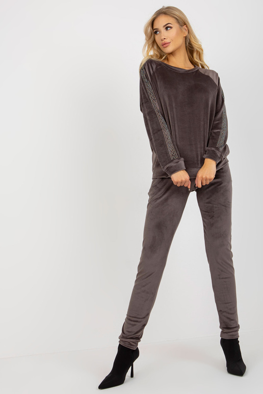 Tmavě šedý dámský velurový set s...