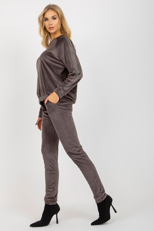 Tmavě šedý dámský velurový set s...