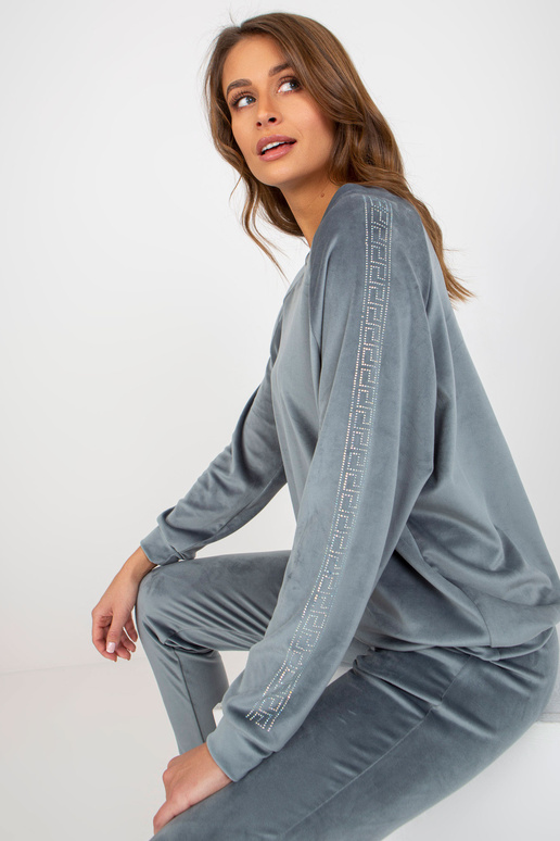 Špinavě modrá dvoudílná velurová sada...