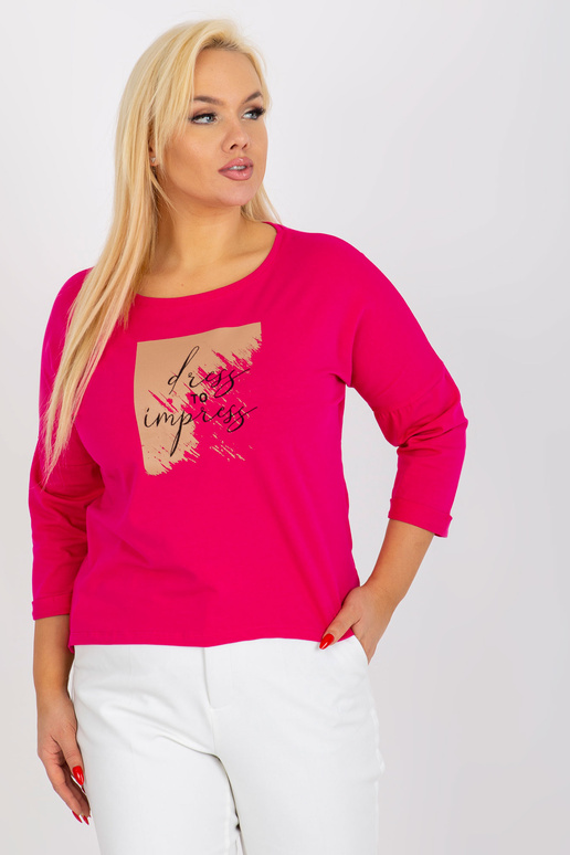 Fuchsiová bavlněná halenka s potiskem...