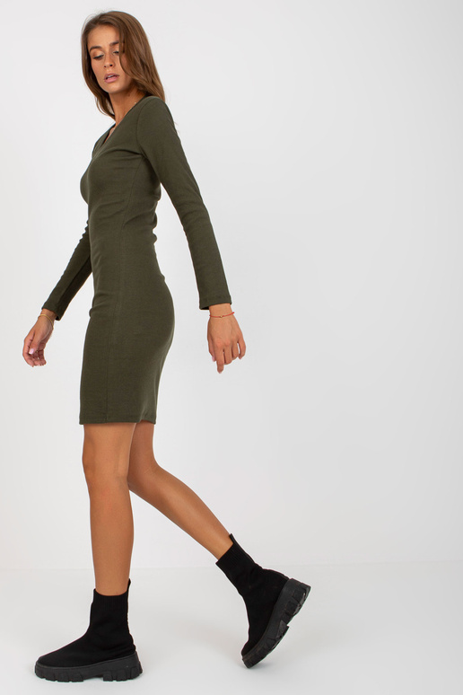 Khaki bavlněné pruhované šaty