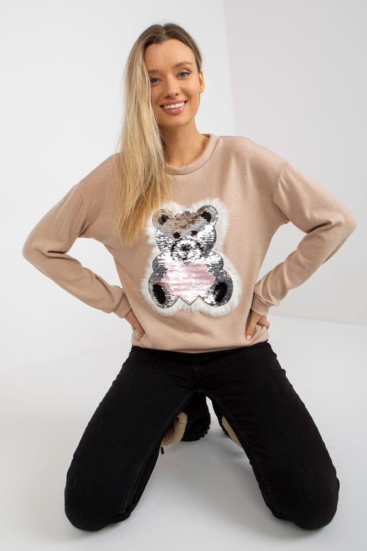 Béžový dámský klasický svetr s...