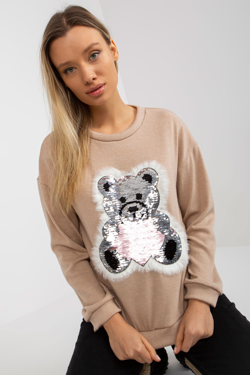 Béžový dámský klasický svetr s...