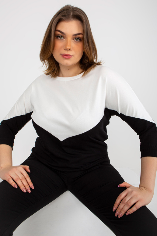 Ecru-černá základní halenka plus...