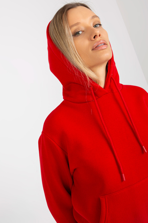 Červená basic mikina s kapucí od RUE...