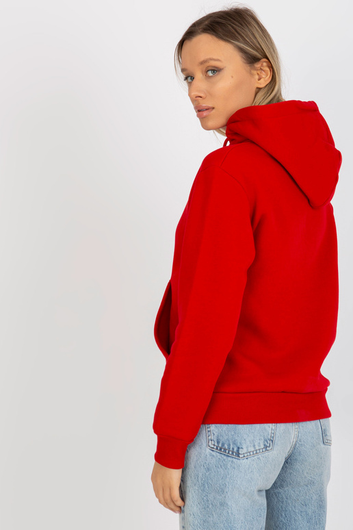 Červená basic mikina s kapucí od RUE...