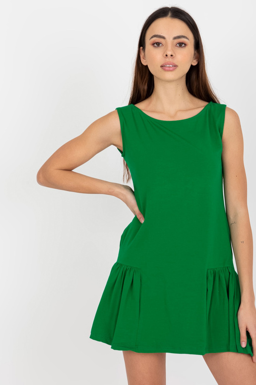 Zelené volánové mini šaty bez rukávů Zelené volánové mini šaty bez rukávů