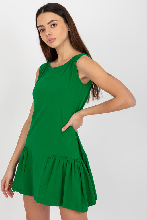Zelené volánové mini šaty bez rukávů Zelené volánové mini šaty bez rukávů