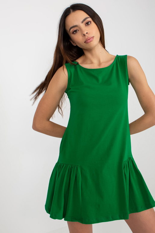 Zelené volánové mini šaty bez rukávů Zelené volánové mini šaty bez rukávů