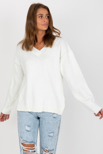 Ecru klasický pletený svetr...