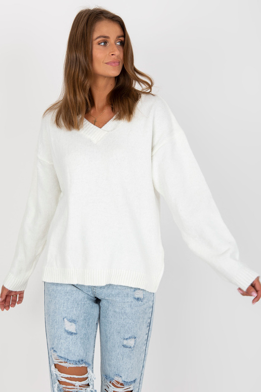 Ecru klasický pletený svetr RUE PARIS