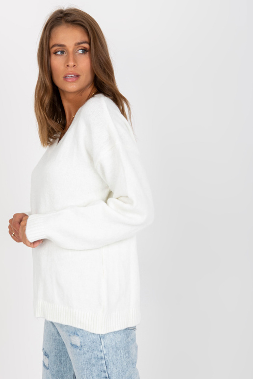 Ecru klasický pletený svetr RUE PARIS