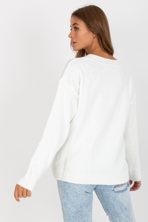 Ecru klasický pletený svetr RUE PARIS