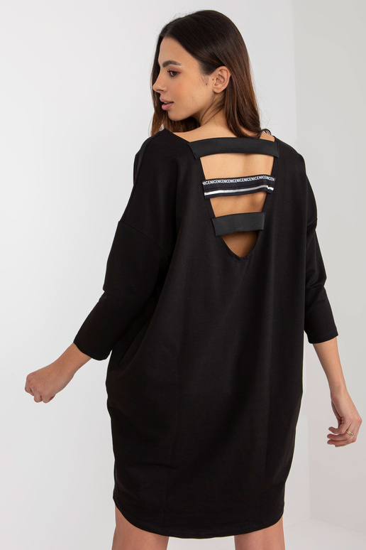 Černé oversize teplákové šaty s kapsami