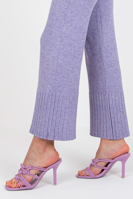 Fialové dámské široké úpletové kalhoty