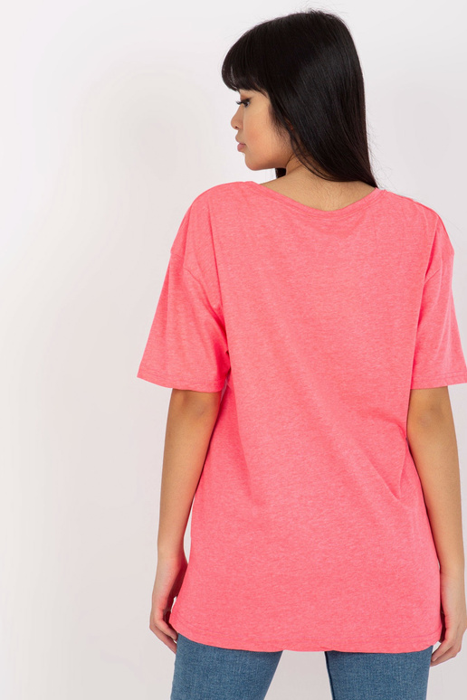 Fluo růžové volné dámské tričko s... Fluo růžové volné dámské tričko s...
