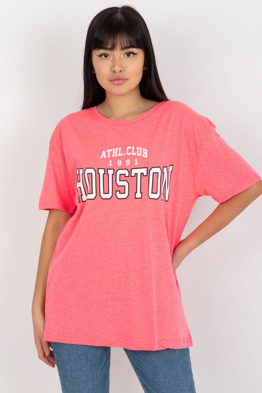 Fluo růžové volné dámské tričko s... Fluo růžové volné dámské tričko s...