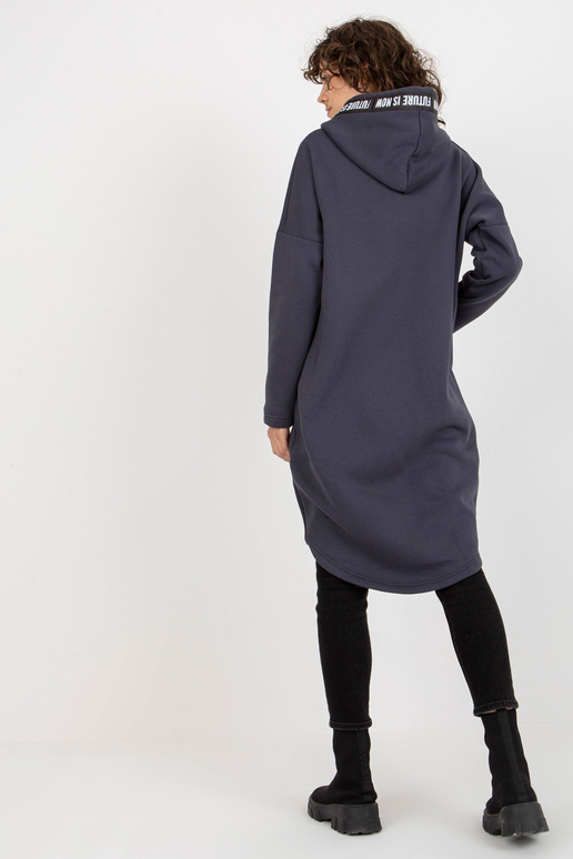 Grafitová dlouhá mikina s kapsami