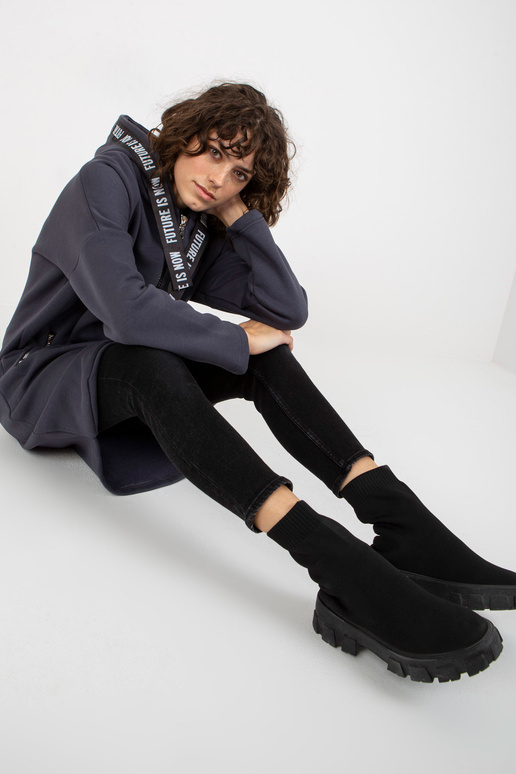 Grafitová dlouhá mikina s kapsami