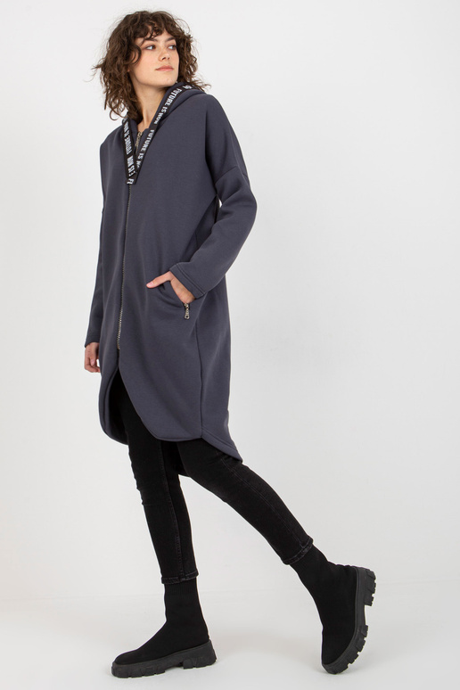 Grafitová dlouhá mikina s kapsami