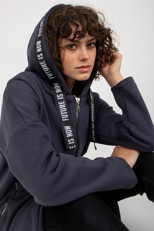 Grafitová dlouhá mikina s kapsami