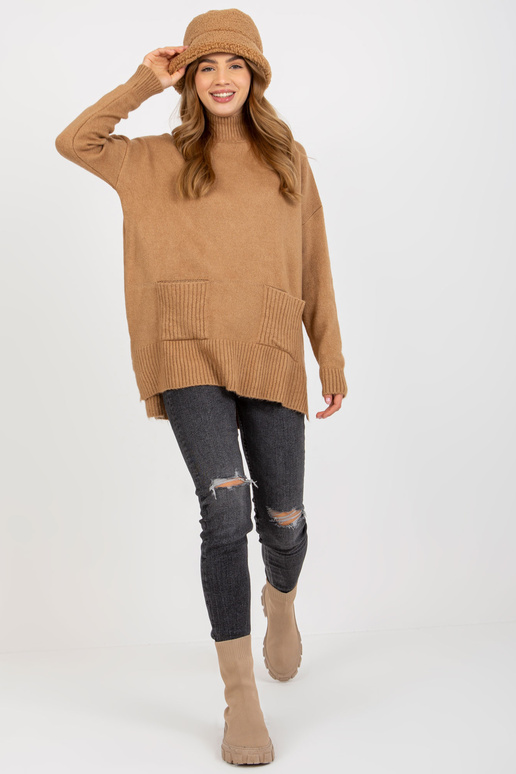 Velbloudí dlouhý oversize svetr s...