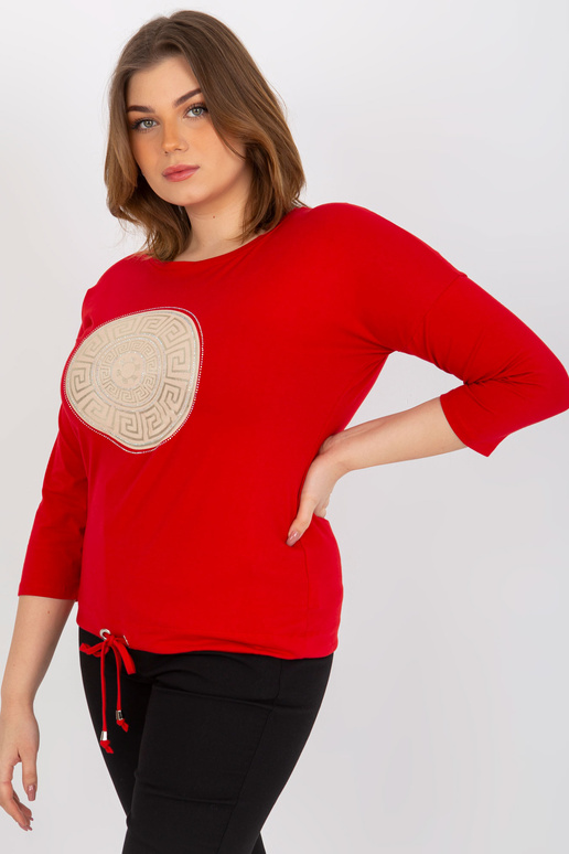 Červená halenka velikosti plus s 3/4...