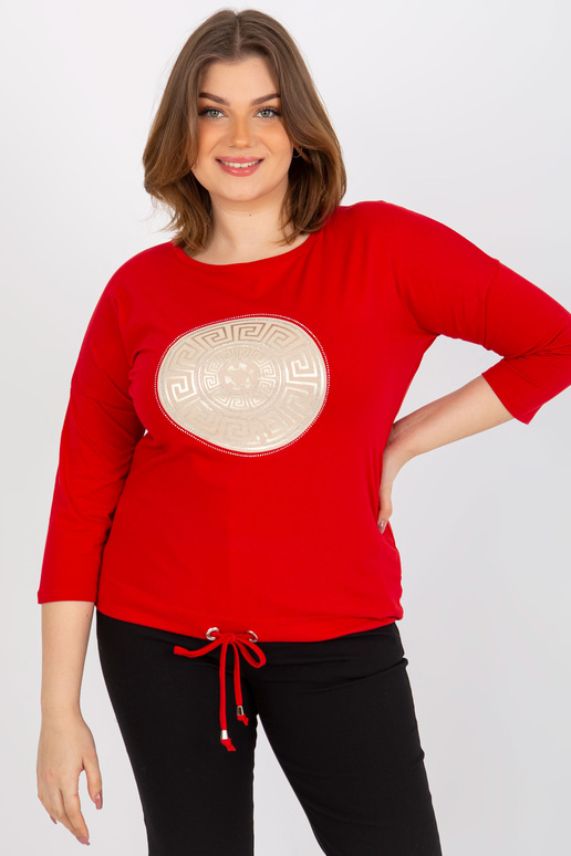 Červená halenka velikosti plus s 3/4...