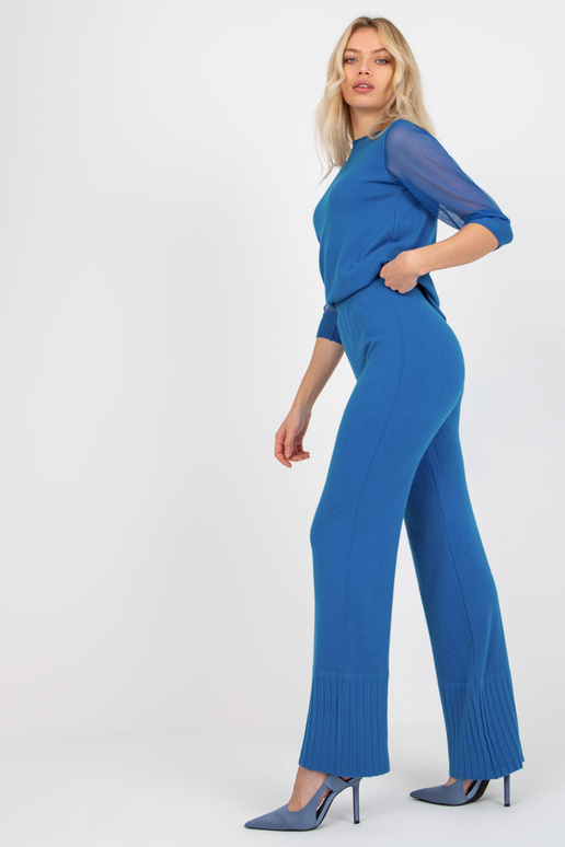 Tmavě modré dámské pletené kalhoty s...