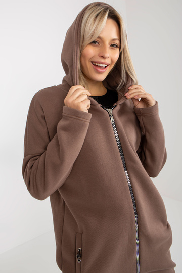 Hnědá mikina basic se zipem... 2