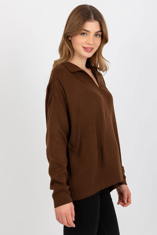 Tmavě hnědý hladký oversize svetr s...