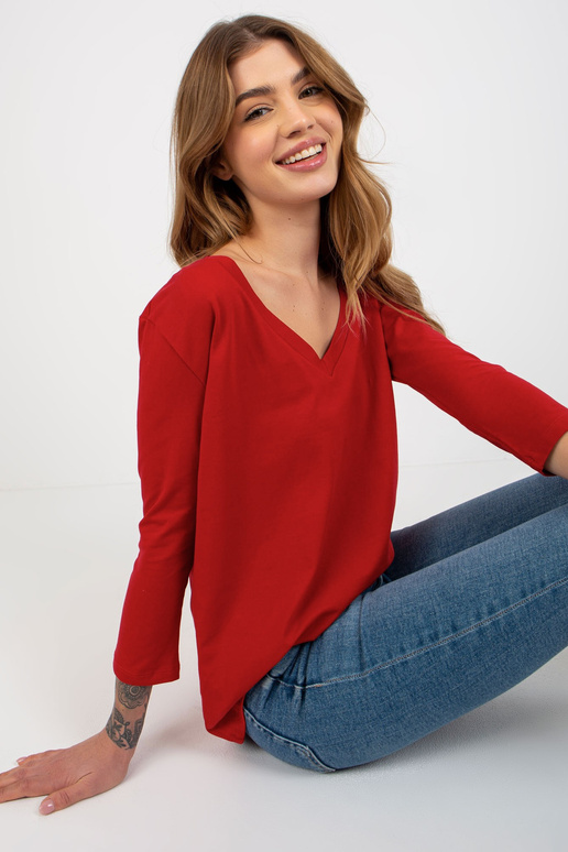 Základní červená bavlněná halenka s...