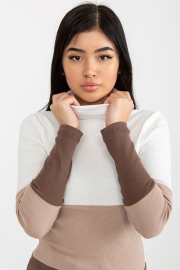 Ecru-hnědá žebrovaná... 2